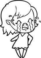 cartoon crying vampire girl vector