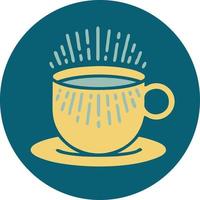 iconic tattoo style image of cup of coffee vector