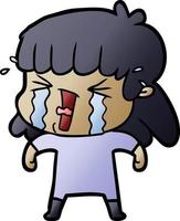 cartoon woman in tears vector