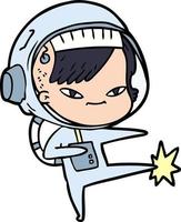 cartoon astronaut woman vector