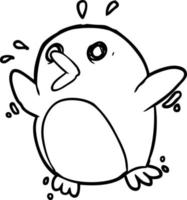 line drawing of a frightened penguin vector