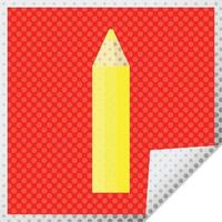 yellow coloring pencil graphic vector illustration square sticker