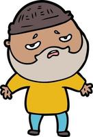 cartoon worried man with beard vector