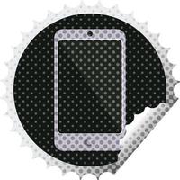 cell phone graphic vector illustration round sticker stamp