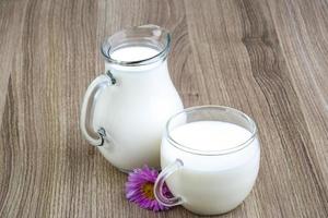 Milk on wooden background photo