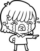 cartoon girl crying vector