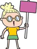 cartoon woman wearing spectacles vector