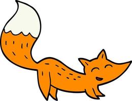 hand drawn doodle style cartoon happy fox vector