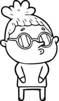 mujer de dibujos animados con gafas vector