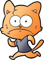 cartoon nervous cat vector