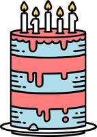 traditional tattoo of a birthday cake vector