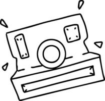 line doodle of an old style instant camera vector