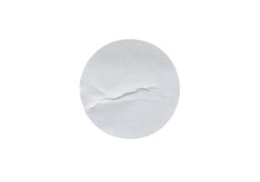 Blank white round paper sticker label isolated on white background with clipping path photo