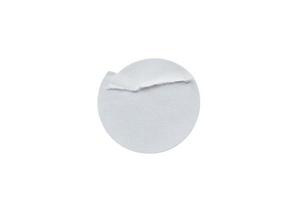 Blank white round paper sticker label isolated on white background with clipping path photo