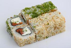 California roll on white background photo