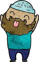 man with beard sticking out tongue vector