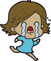 cartoon woman crying vector