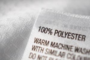 Polyester fabric Clothing label with laundry instructions photo