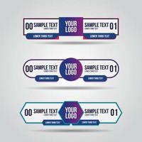 Lower third white and colorful design template modern contemporary. Set of banners bar screen broadcast bar name. Collection of lower third for video editing on transparent background. vector