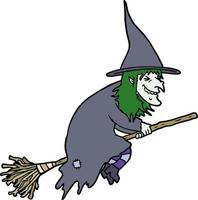 cartoon witch on broom vector