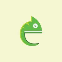 Letter e With Chameleon Shape Logo Illustration vector