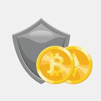 concepto de seguridad de criptomoneda con vector de escudo y moneda