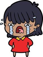 niña de dibujos animados llorando vector