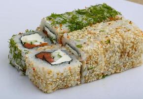 California roll on white background photo