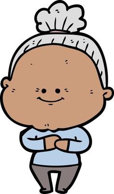 cartoon happy old woman
