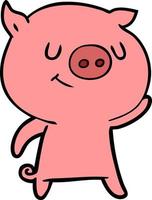 happy cartoon pig vector