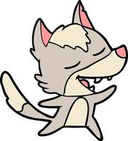 cartoon wolf laughing vector