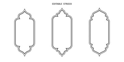 Islamic vector shape of a window or door arch. Arab frame set. Ramadan kareem editable outline icon