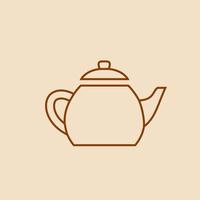 teapot kettle outline icon with lid vector