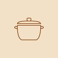 saucepan cooking pot with lid outline icon vector
