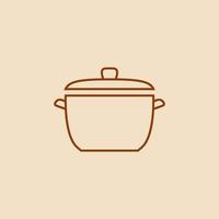 saucepan cooking pot with lid outline icon vector