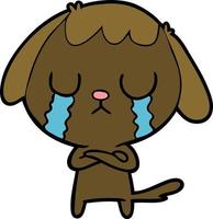 cute cartoon dog crying vector