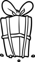 line drawing of a christmas present wrapped with bow vector