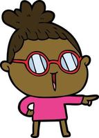 cartoon woman wearing spectacles vector