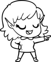 happy cartoon elf girl pointing vector