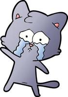 crying cartoon cat vector