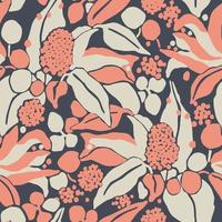 Vector leaf and nature themed illustration seamless repeat pattern