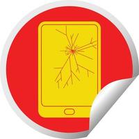 broken electronic tablet circular peeling sticker vector