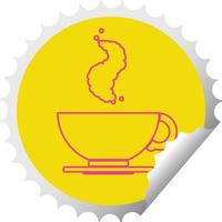 hot cup of coffee circular peeling sticker vector