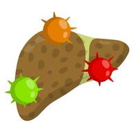 Bad liver. Attack germs and cirrhosis of the liver. Health problem vector