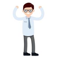 Businessman in suit. Man gestures hand. Office worker. happy Employee of company stands in pose. Funny guy in tie. Cartoon flat illustration vector