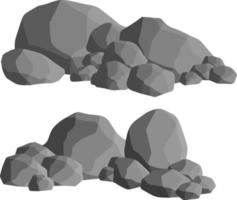 conjunto de piedras de granito gris de diferentes formas. elemento de la naturaleza, montañas, rocas, cuevas. ilustración plana minerales, cantos rodados y adoquines vector