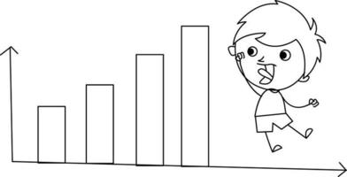 cute illustration of happy boy with sales chart vector