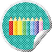 color pencils graphic vector illustration circular sticker