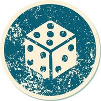 iconic distressed sticker tattoo style image of a dice vector