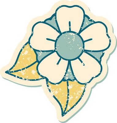 iconic distressed sticker tattoo style image of a flower